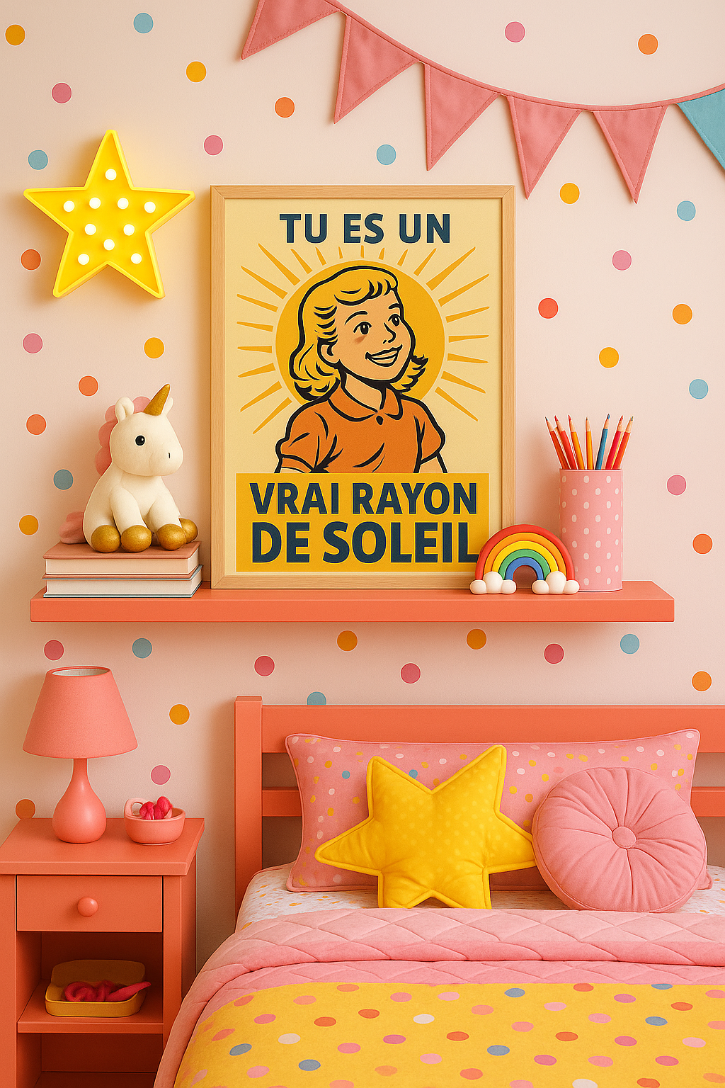 Affiche “Tu es un vrai rayon de soleil” – Style vintage pour chambre de fille