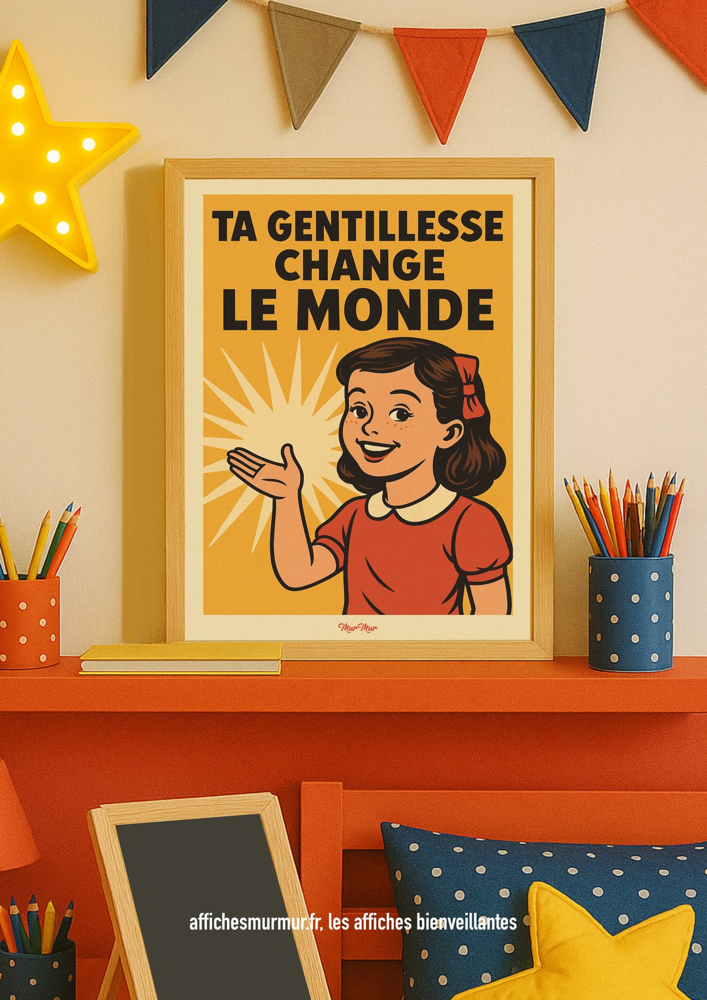 Affiche vintage « Ta gentillesse change le monde » – Décoration Vintage pour Enfant