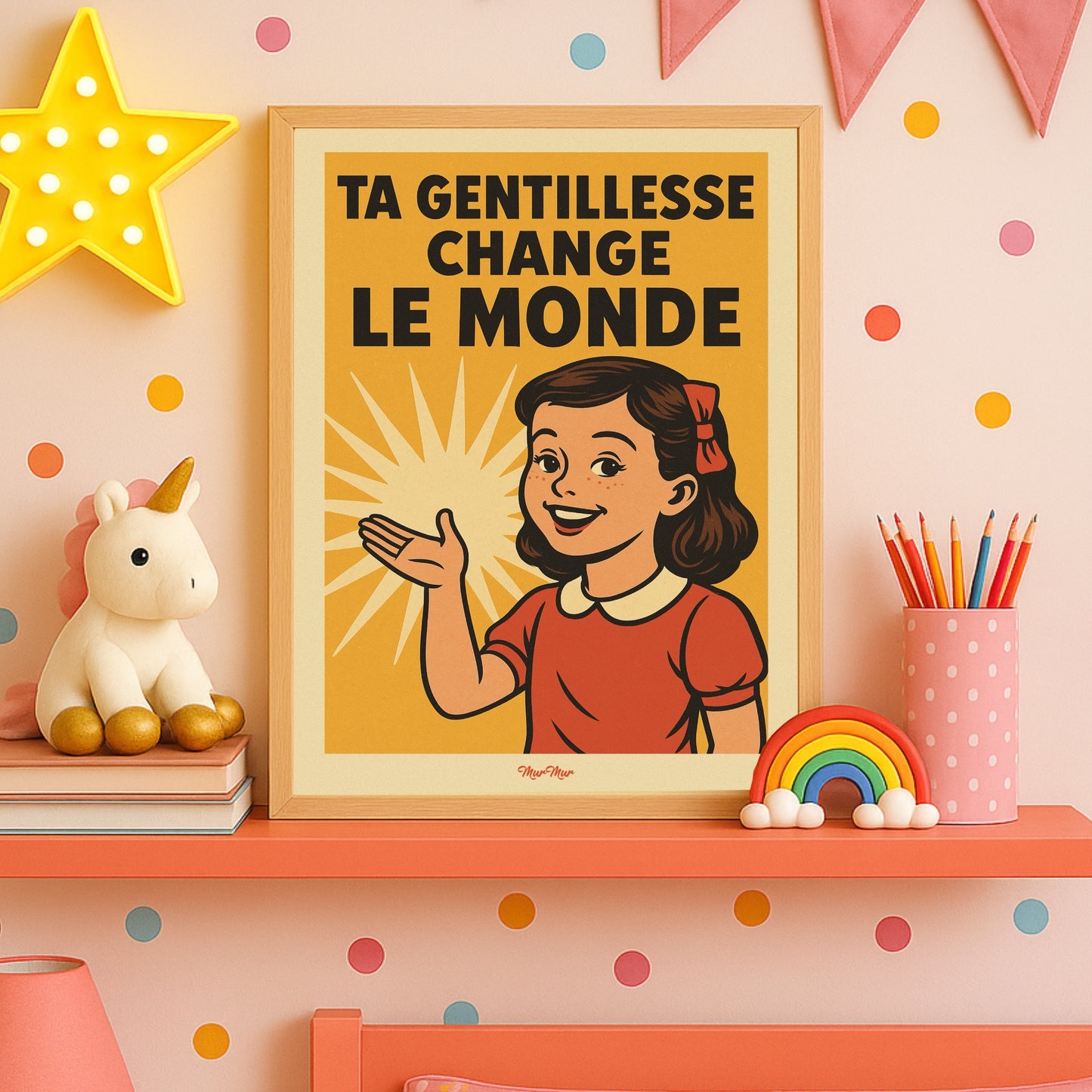 Affiche vintage « Ta gentillesse change le monde » – Décoration Vintage pour Enfant