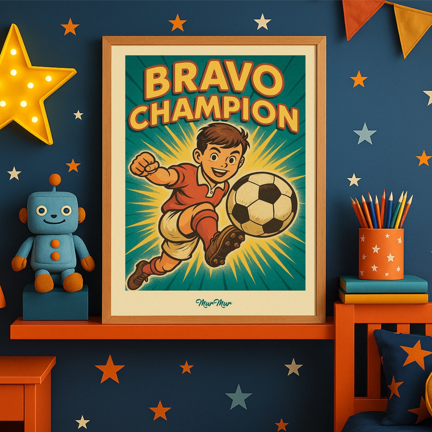Affiche Bravo Champion – Poster Coloré, Sportif et Rétro