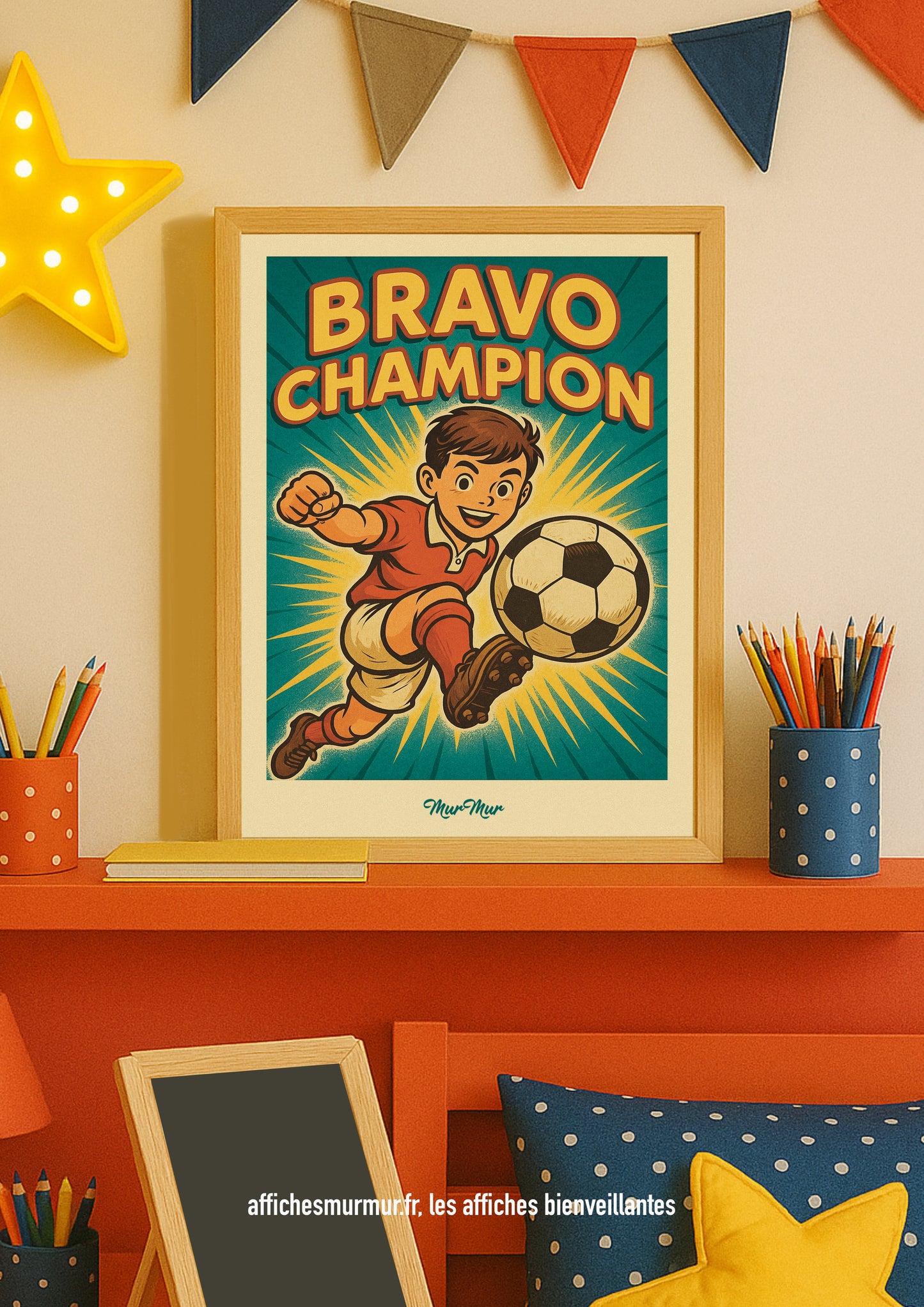 Affiche Bravo Champion – Poster Coloré, Sportif et Rétro