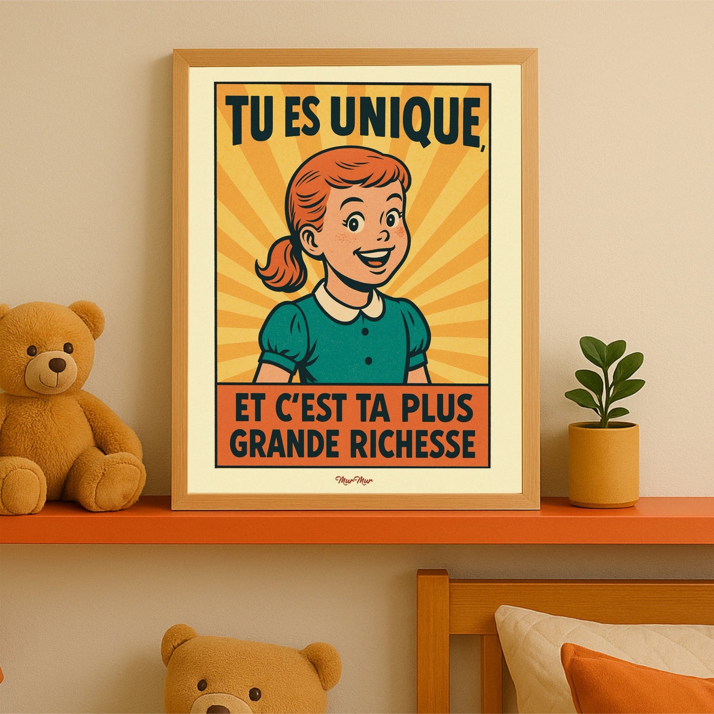 Affiche Murale 'Tu es Unique' – Poster Inspirant pour Chambre de Fille