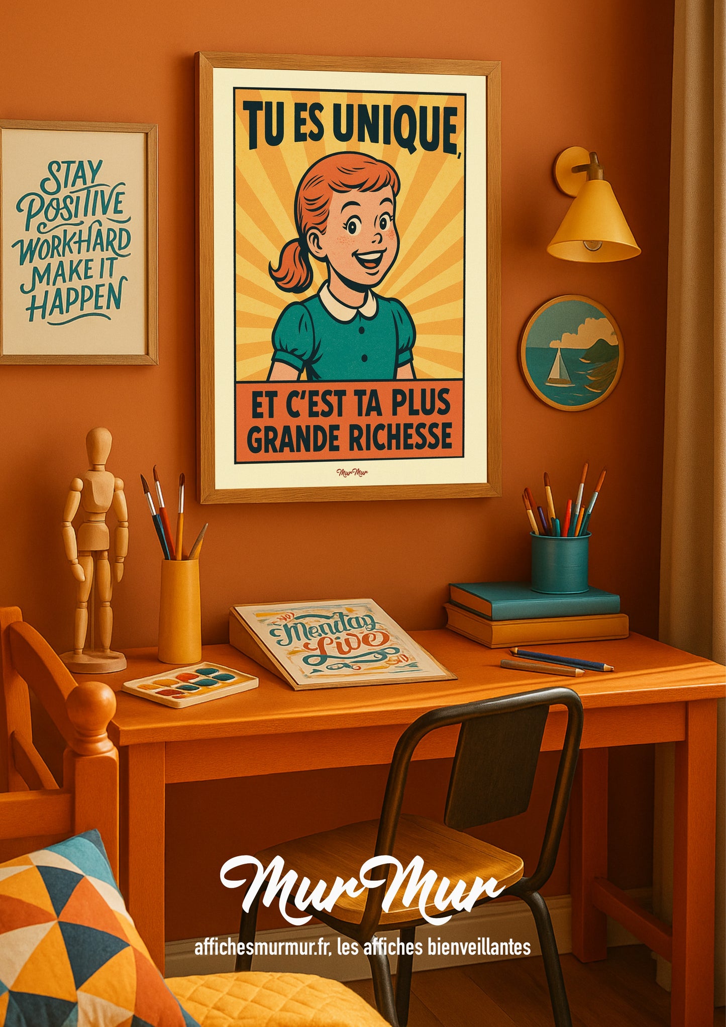 Affiche Murale 'Tu es Unique' – Poster Inspirant pour Chambre de Fille