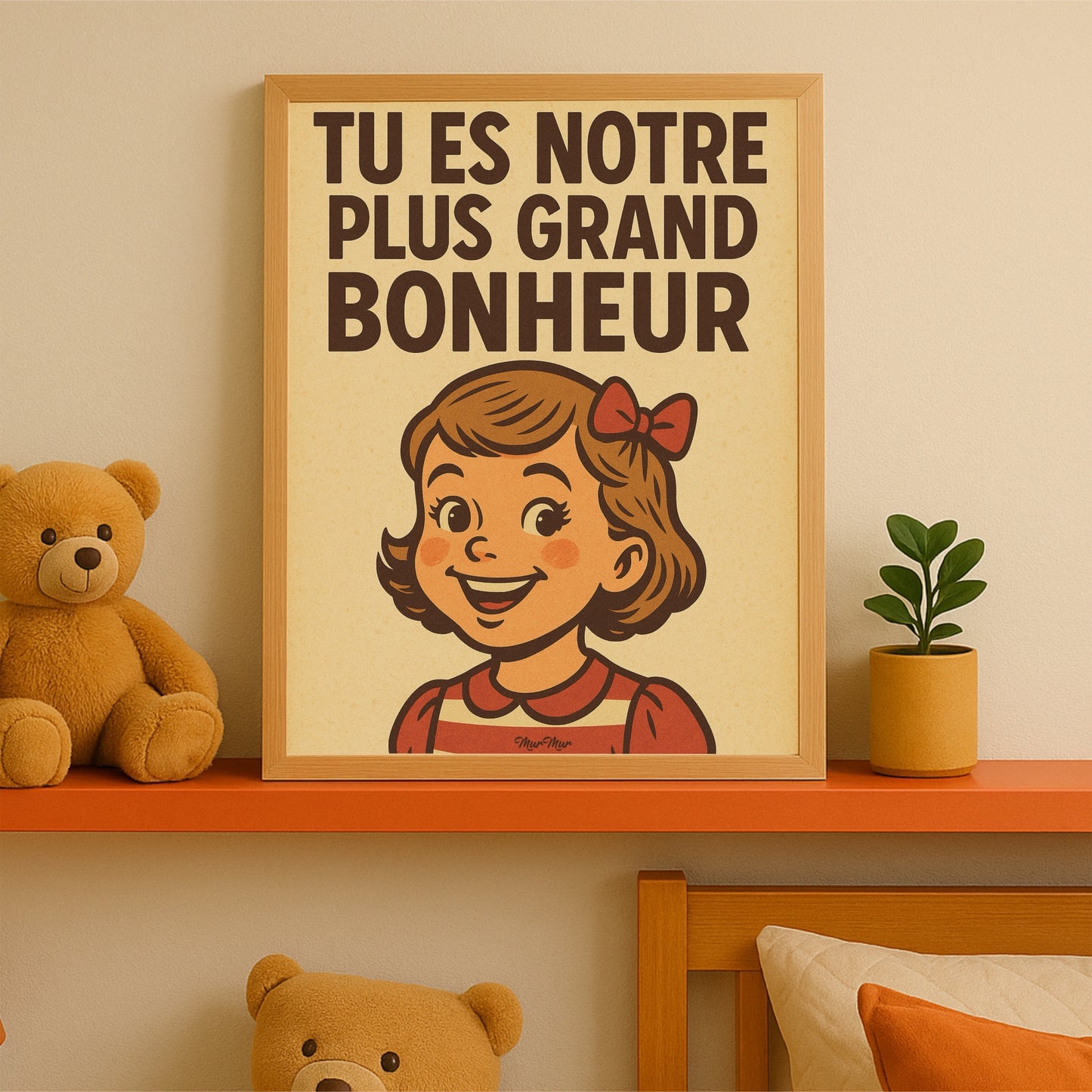 Affiche Vintage - "Tu es notre plus grand bonheur" pour Chambre de Fille