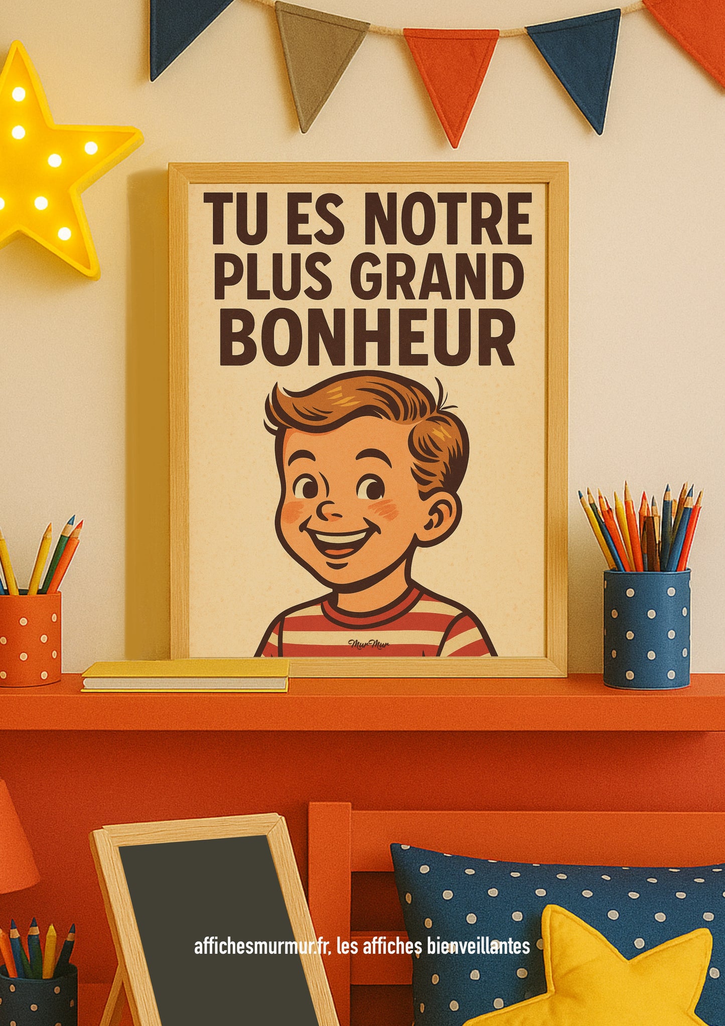 Affiche Vintage "Tu es notre plus grand bonheur" Petit Garçon