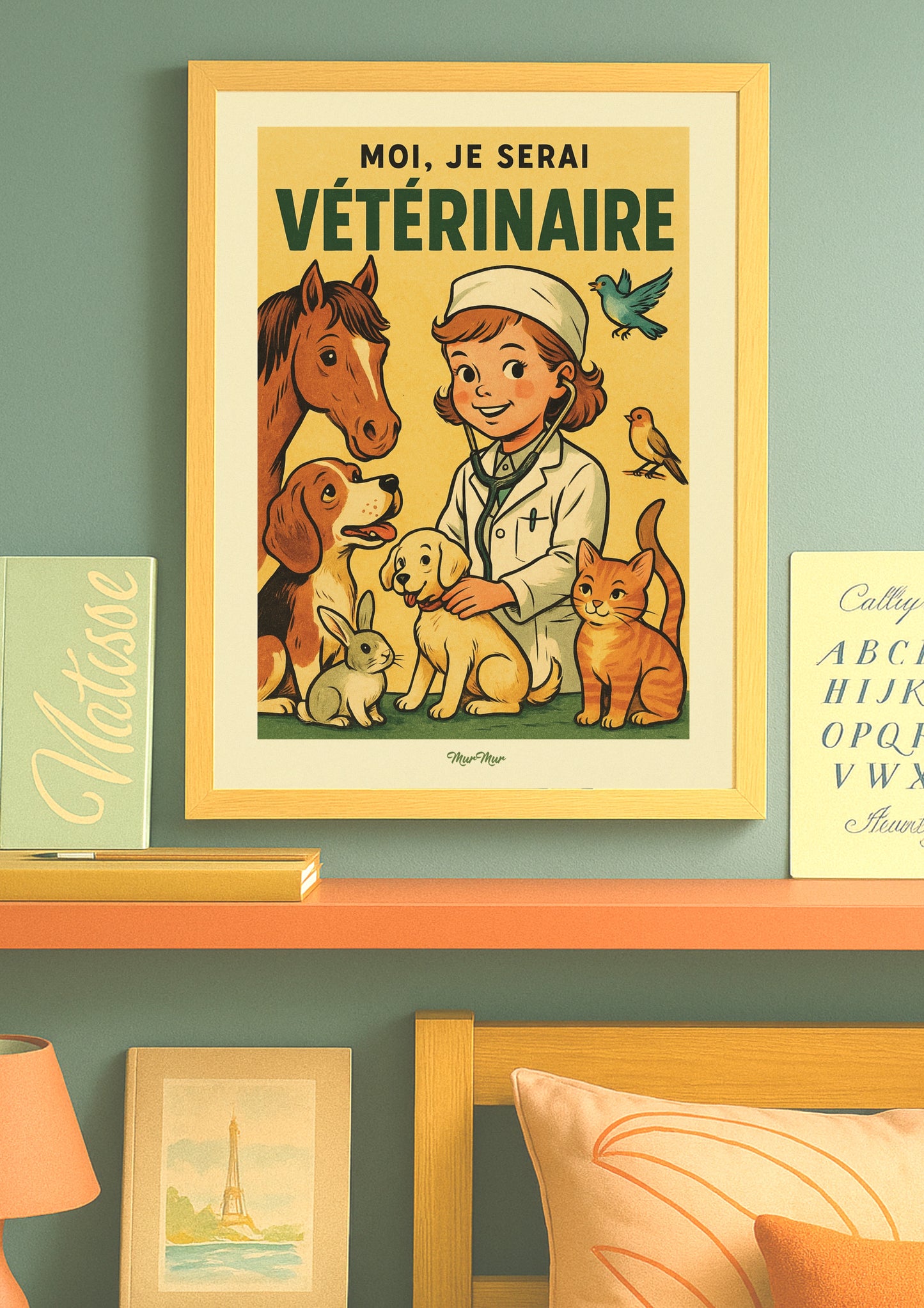 Affiche Vintage Petite Fille Vétérinaire - 'Moi je serai vétérinaire'