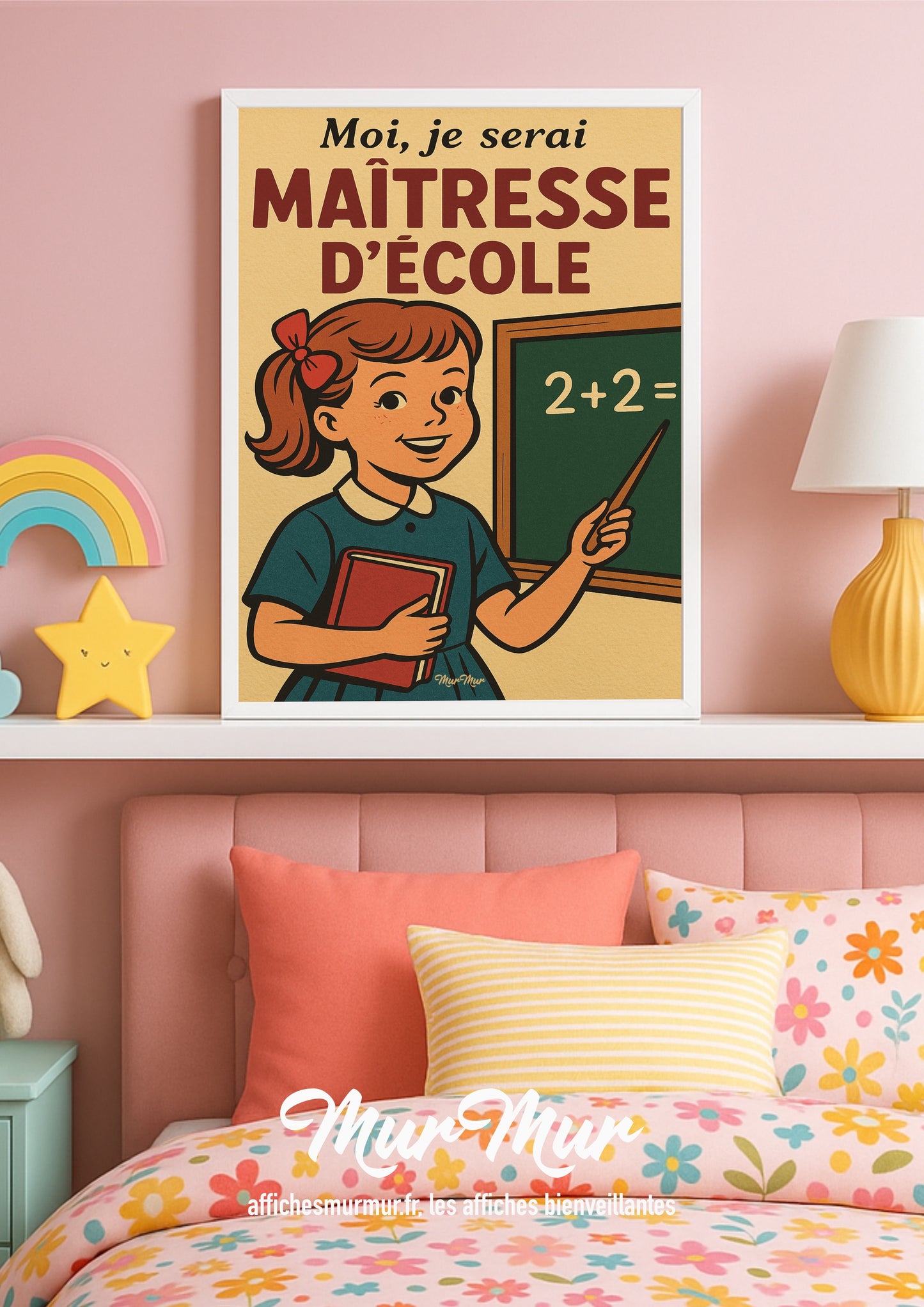 Affiche Vintage Petite Fille Maîtresse d'École