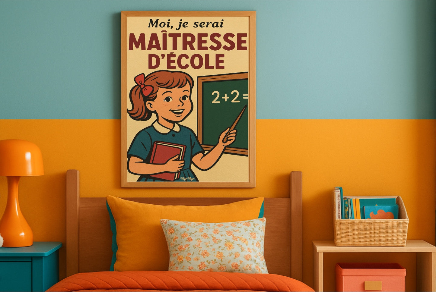 Affiche Vintage Petite Fille Maîtresse d'École