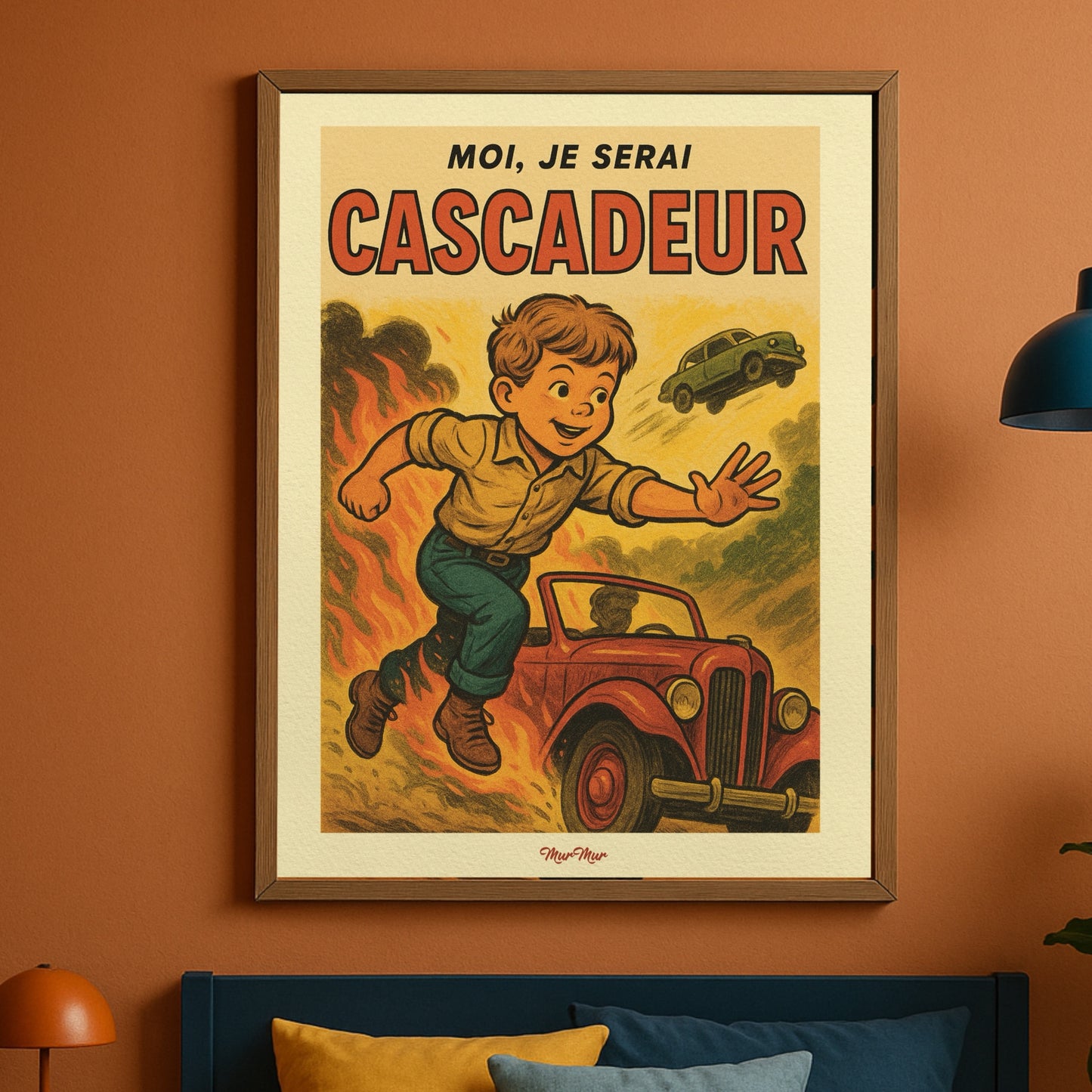 Affiche Vintage Enfant Cascadeur 'Moi je serai cascadeur'