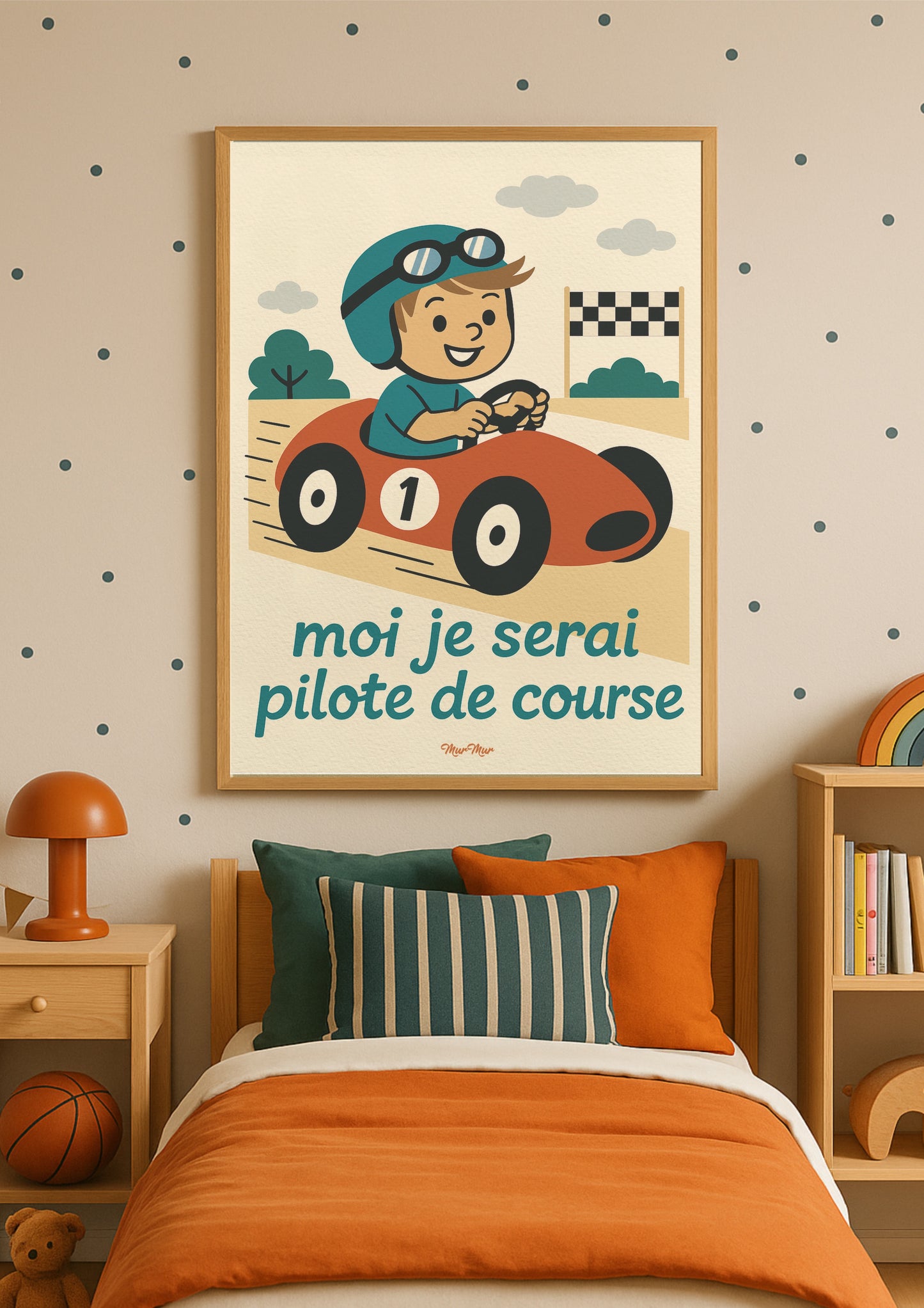 Affiche 'Moi Je Serai Pilote de Course' - Poster Enfant au Volant - 30x40 & 50x70cm