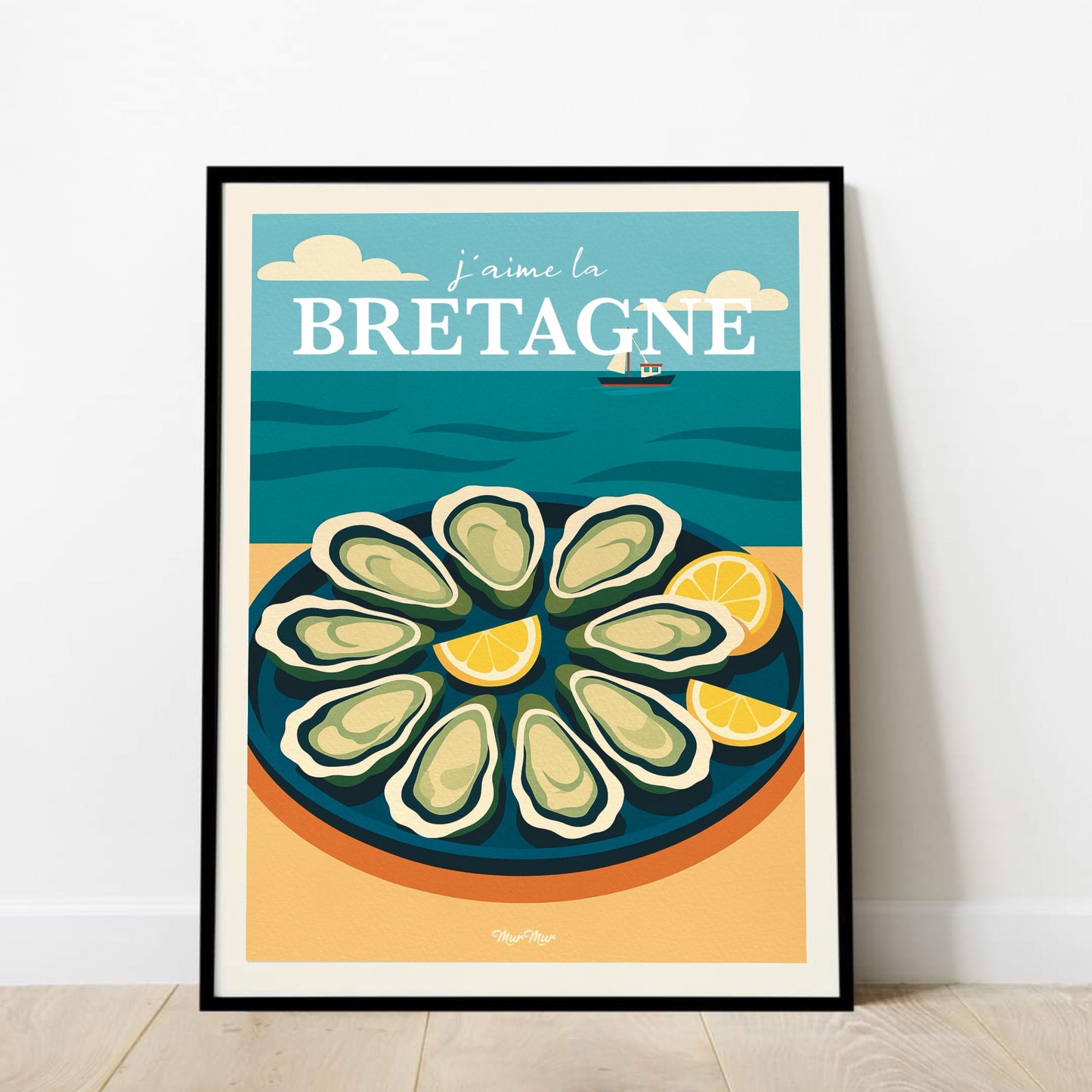 Affiche J’aime la Bretagne – Huîtres & Citron