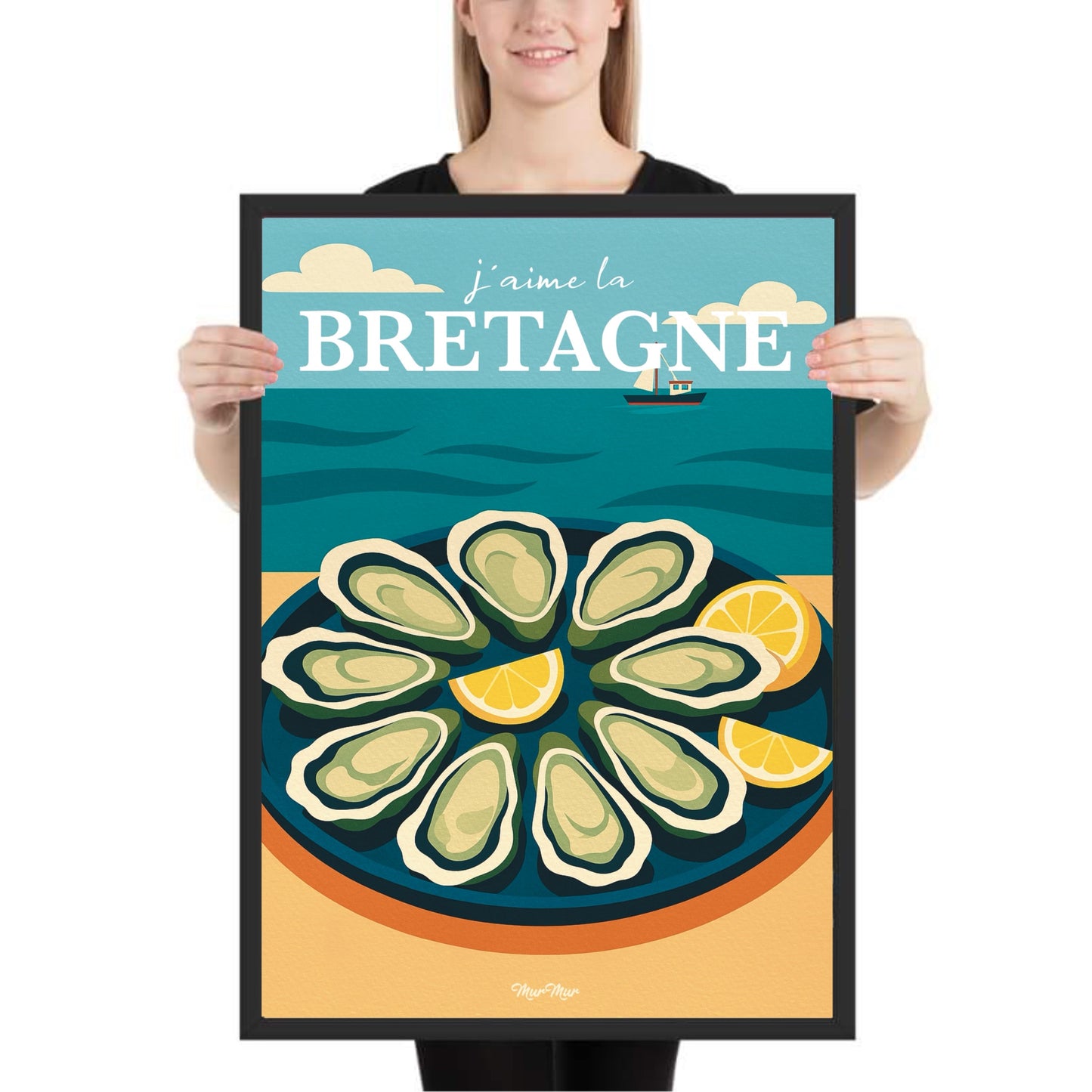 Affiche J’aime la Bretagne – Huîtres & Citron