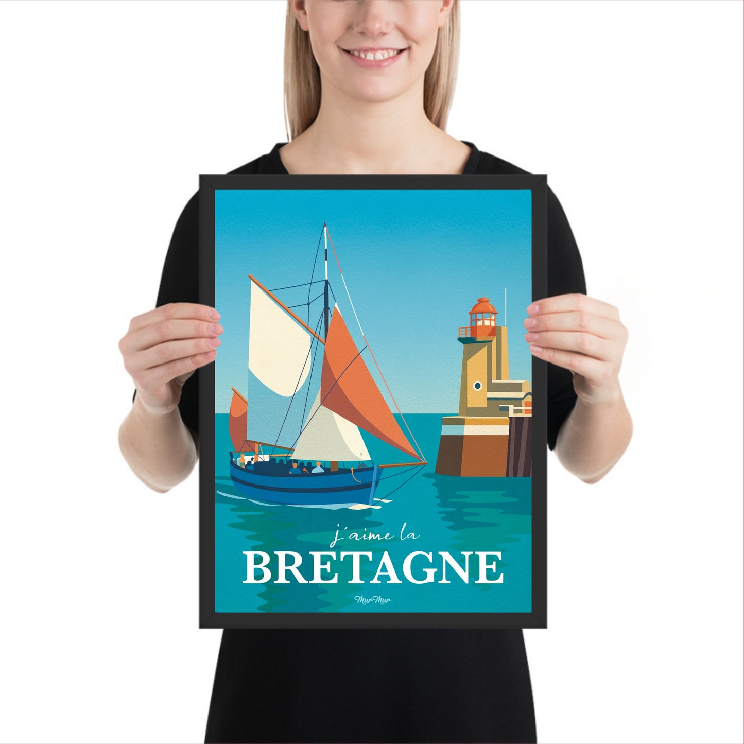 Affiche J’aime la Bretagne – Voilier & Phare