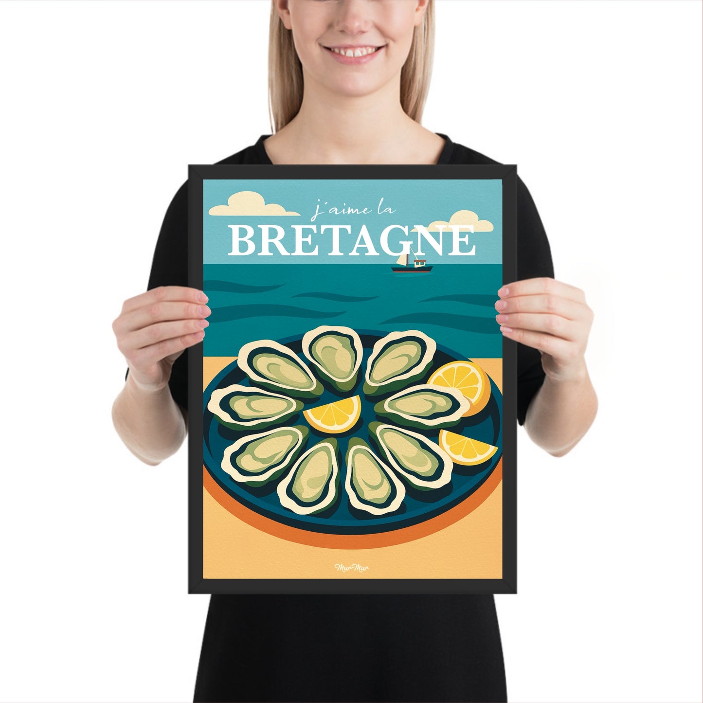 Affiche J’aime la Bretagne – Huîtres & Citron