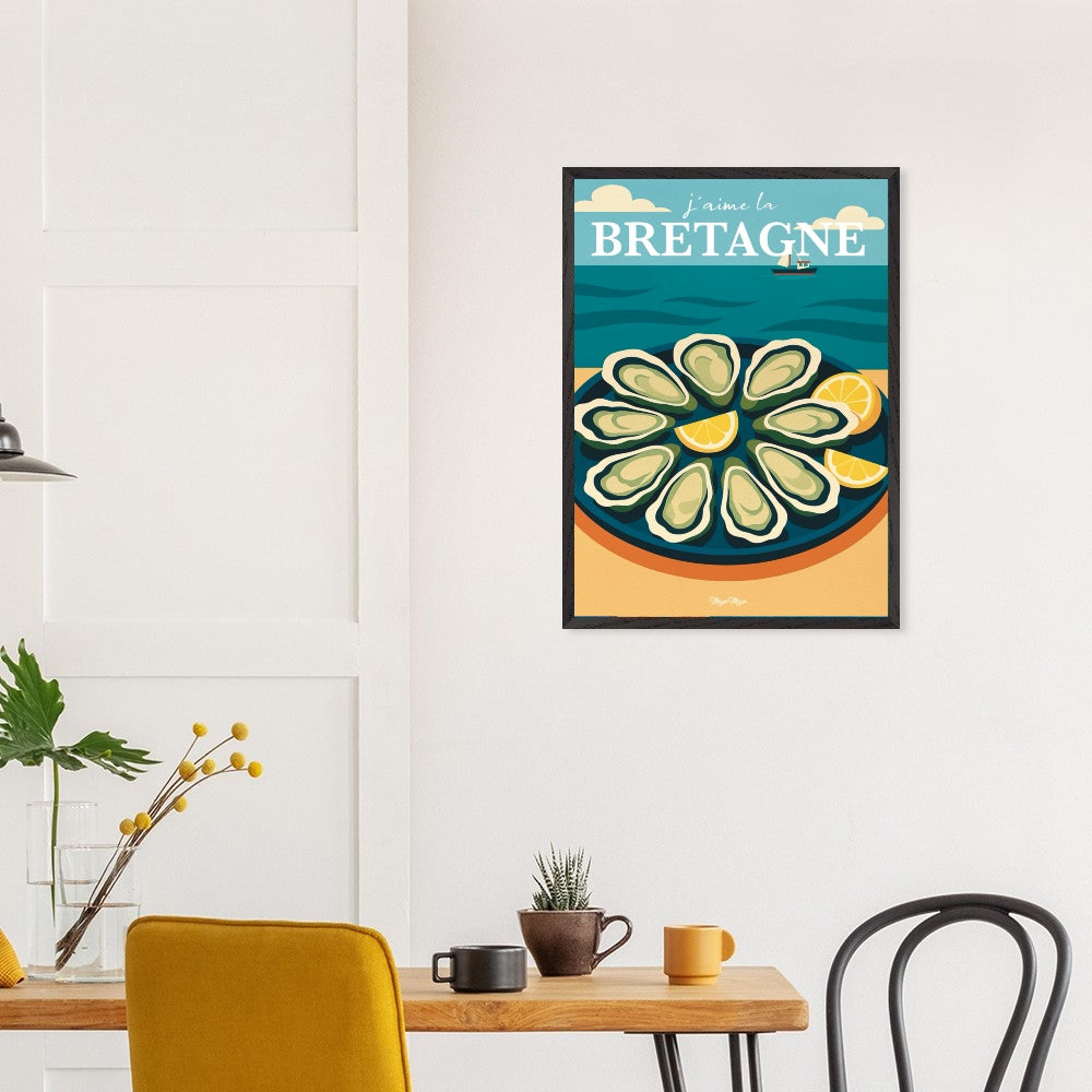 Affiche J’aime la Bretagne – Huîtres & Citron