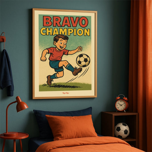 Affiche Vintage Bravo Champion – Poster Sportif pour Enfants