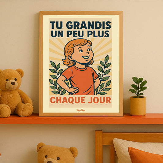 Affiche “Tu grandis un peu plus chaque jour” – Encouragement bienveillant pour enfant