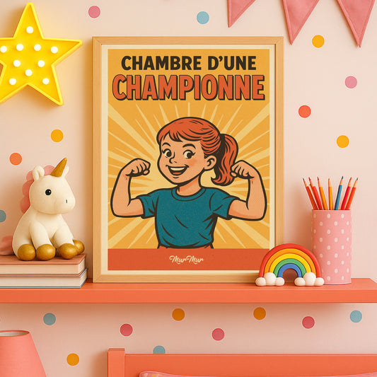Affiche Vintage Années 50 - Chambre d'une Championne pour Petite Fille