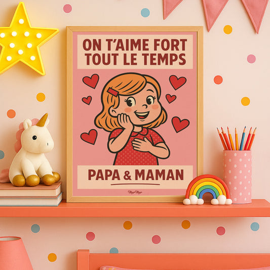 Affiche "On t'aime fort tout le temps"