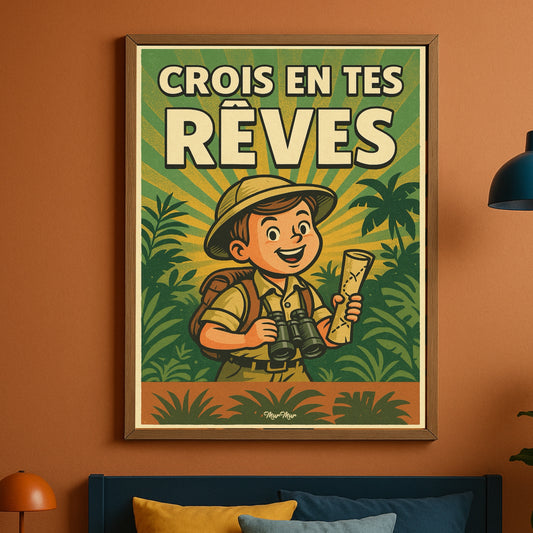 Affiche vintage - Petit Explorateur 'Crois en Tes Rêves'