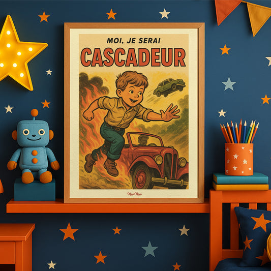 Affiche Vintage Enfant Cascadeur 'Moi je serai cascadeur'