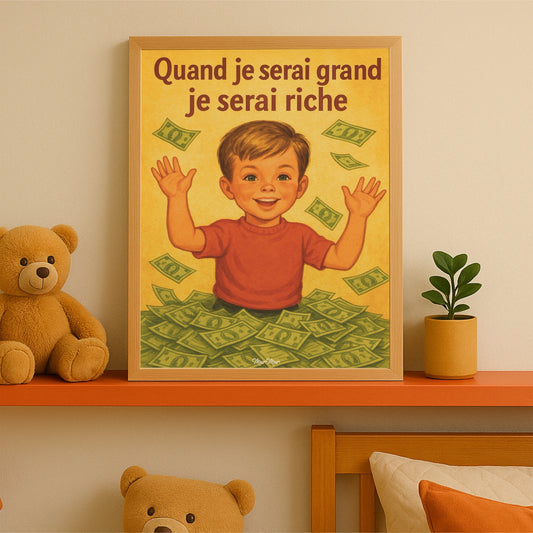 Affiche Vintage Humoristique « Quand Je Serai Grand je serai Riche