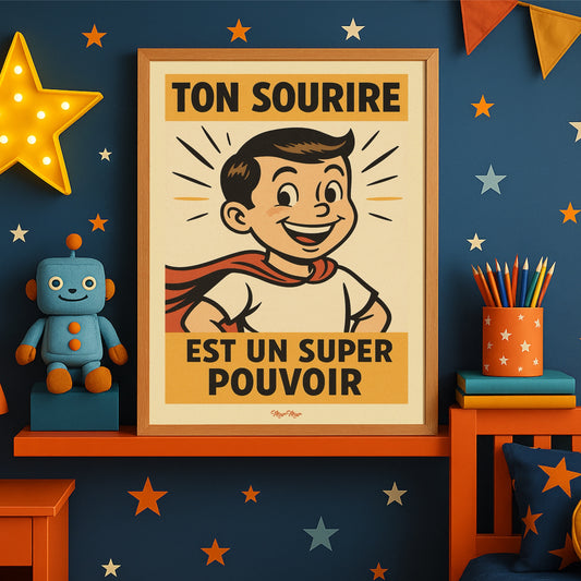 Affiche Vintage « Ton Sourire est un Super Pouvoir »